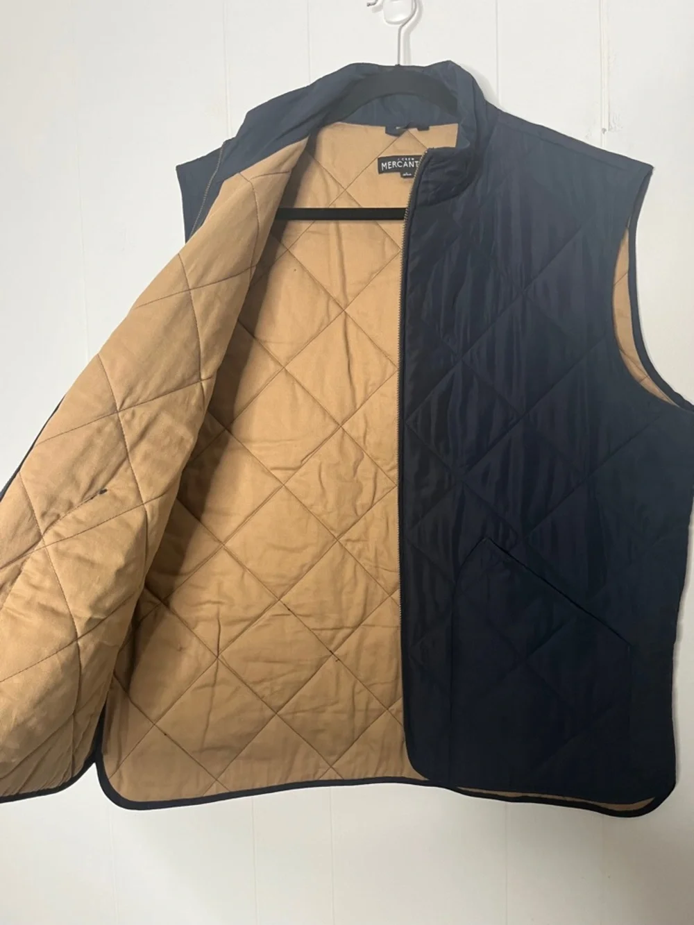 J. Crew Navy Quilted Men's Vest Size L Country Preppy Layering Fall